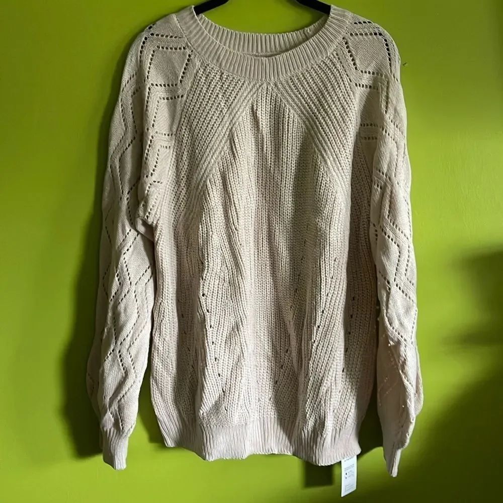 NWT Cupshe Cream Cable Knit Sweater Size XL